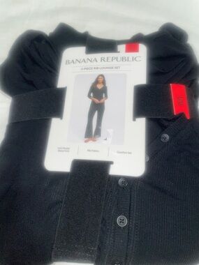 BN 2 pcs Banana Republic Women's Black Rib Lounge Set, Size #M